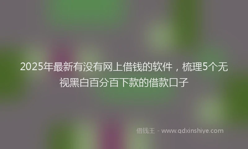 2025年最新有没有网上借钱的软件，梳理5个无视黑白百分百下款的借款口子