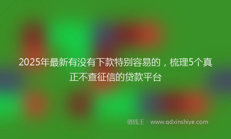 2025年最新有没有下款特别容易的，梳理5个真正不查征信的贷款平台