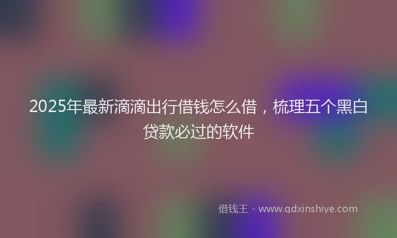 2025年最新滴滴出行借钱怎么借，梳理五个黑白贷款必过的软件