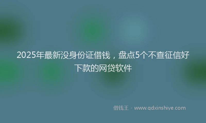 2025年最新没身份证借钱，盘点5个不查征信好下款的网贷软件