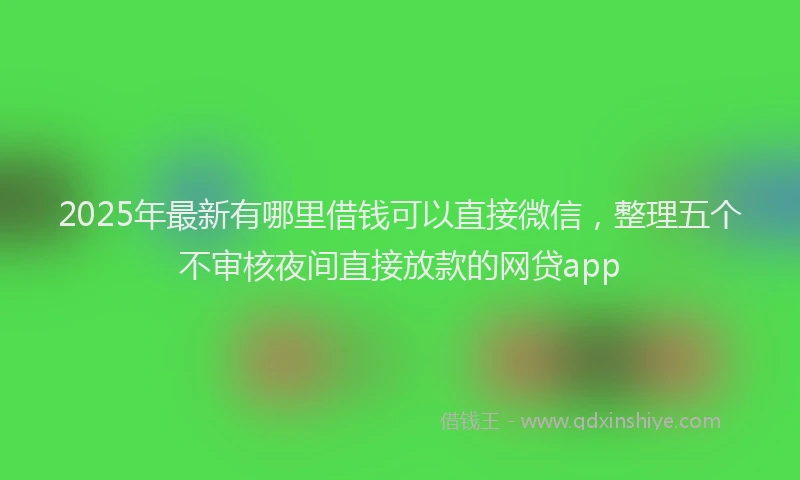 2025年最新有哪里借钱可以直接微信，整理五个不审核夜间直接放款的网贷app