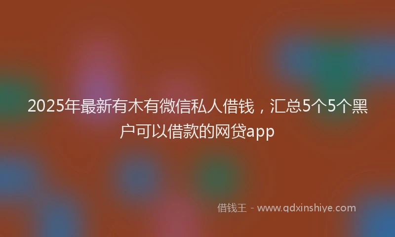 2025年最新有木有微信私人借钱，汇总5个5个黑户可以借款的网贷app