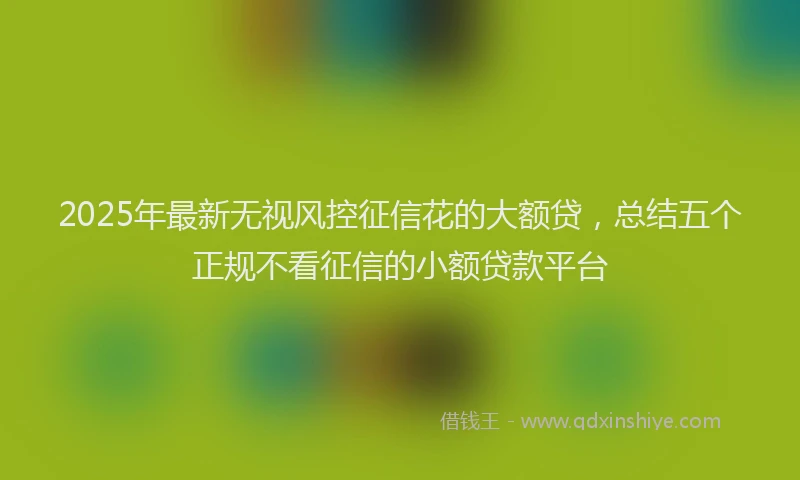 2025年最新无视风控征信花的大额贷，总结五个正规不看征信的小额贷款平台
