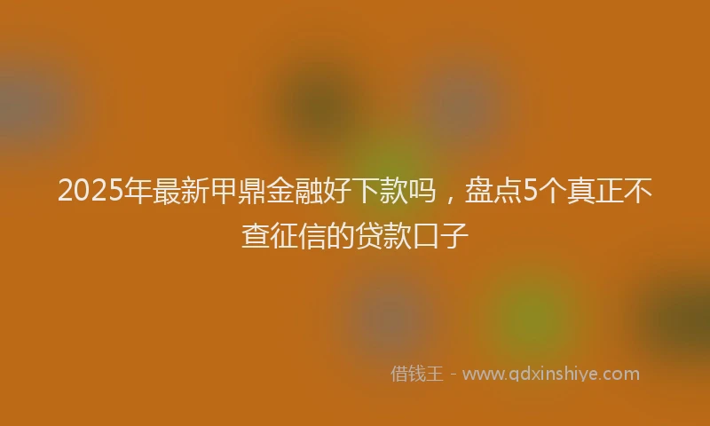2025年最新甲鼎金融好下款吗，盘点5个真正不查征信的贷款口子