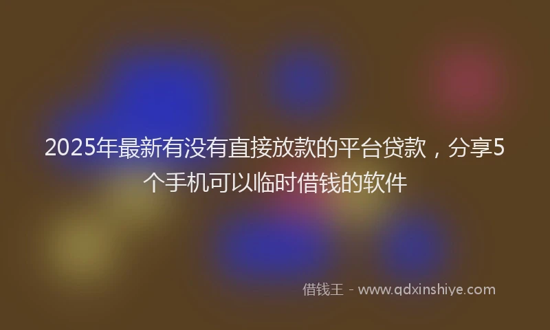 2025年最新有没有直接放款的平台贷款，分享5个手机可以临时借钱的软件