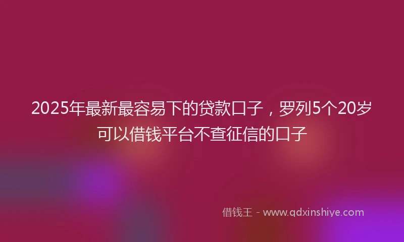 2025年最新最容易下的贷款口子，罗列5个20岁可以借钱平台不查征信的口子