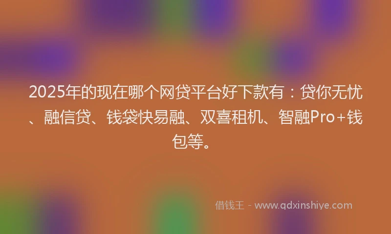 2025年的现在哪个网贷平台好下款有：贷你无忧、融信贷、钱袋快易融、双喜租机、智融Pro+钱包等。