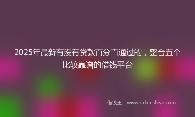 2025年最新有没有贷款百分百通过的，整合五个比较靠谱的借钱平台