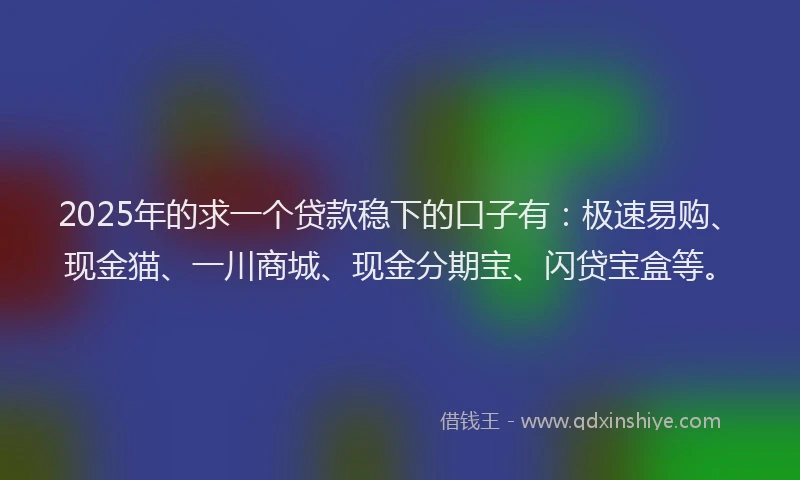 2025年的求一个贷款稳下的口子有：极速易购、现金猫、一川商城、现金分期宝、闪贷宝盒等。