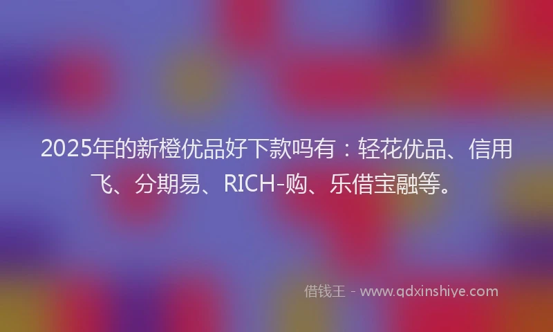 2025年的新橙优品好下款吗有：轻花优品、信用飞、分期易、RICH-购、乐借宝融等。