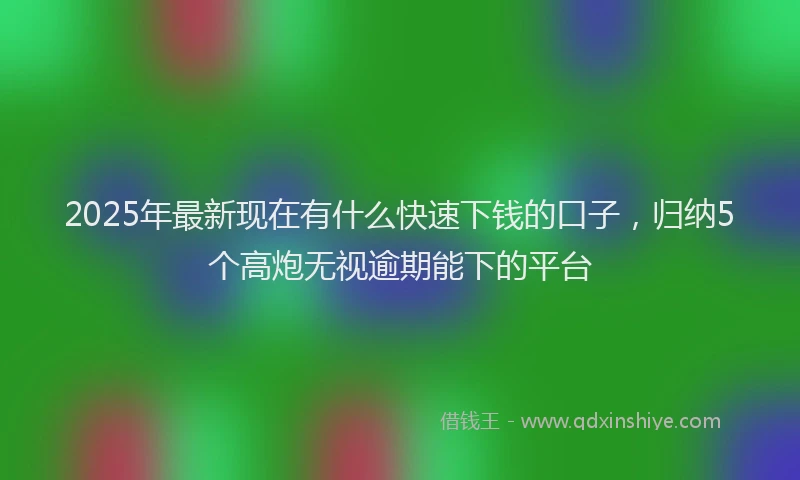 2025年最新现在有什么快速下钱的口子，归纳5个高炮无视逾期能下的平台