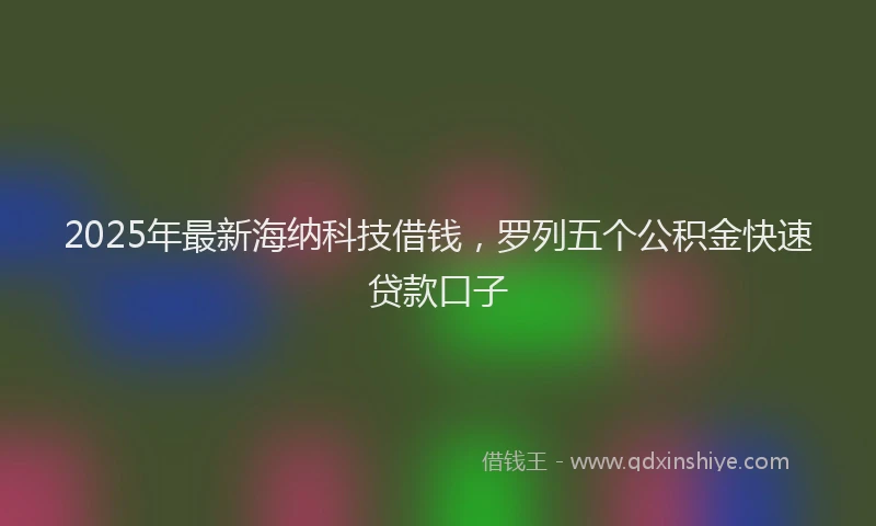 2025年最新海纳科技借钱，罗列五个公积金快速贷款口子