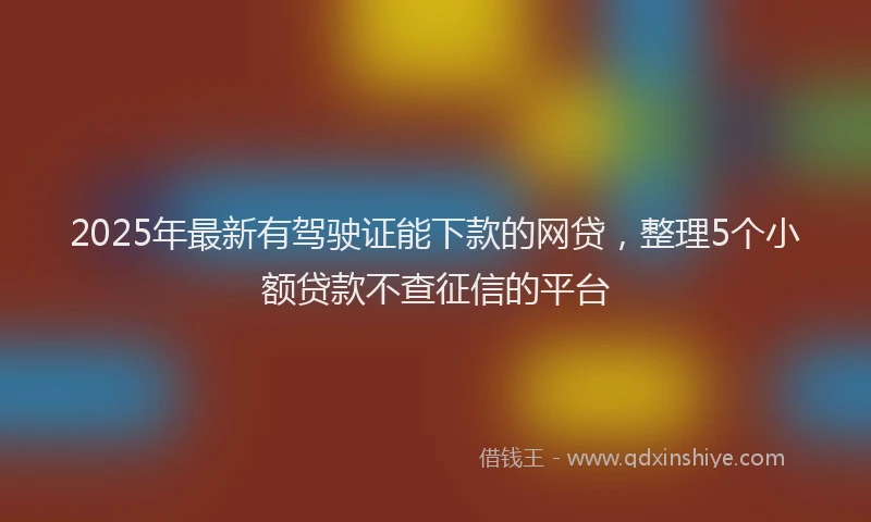 2025年最新有驾驶证能下款的网贷，整理5个小额贷款不查征信的平台