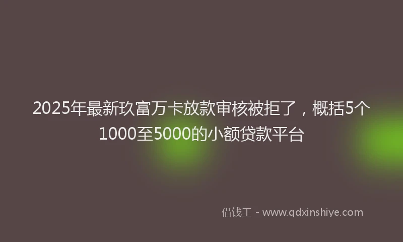 2025年最新玖富万卡放款审核被拒了，概括5个1000至5000的小额贷款平台