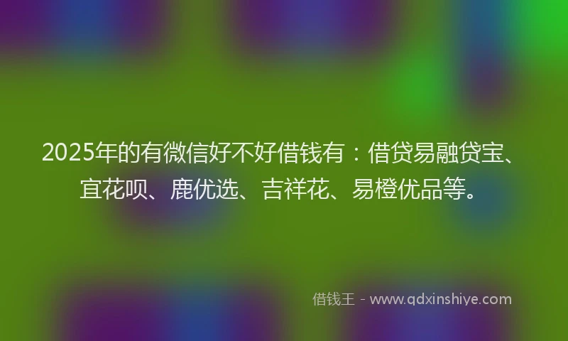 2025年的有微信好不好借钱有：借贷易融贷宝、宜花呗、鹿优选、吉祥花、易橙优品等。