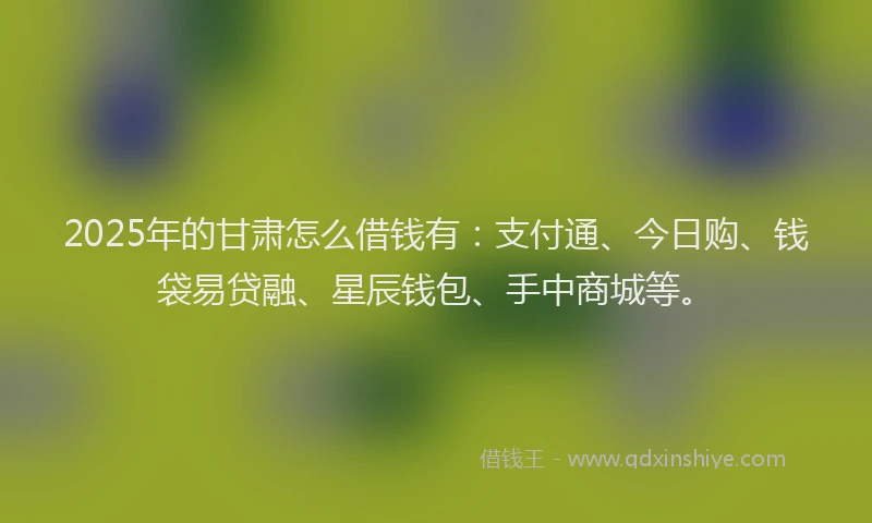2025年的甘肃怎么借钱有：支付通、今日购、钱袋易贷融、星辰钱包、手中商城等。