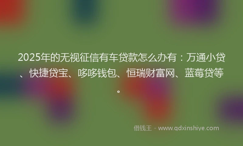 2025年的无视征信有车贷款怎么办有：万通小贷、快捷贷宝、哆哆钱包、恒瑞财富网、蓝莓贷等。