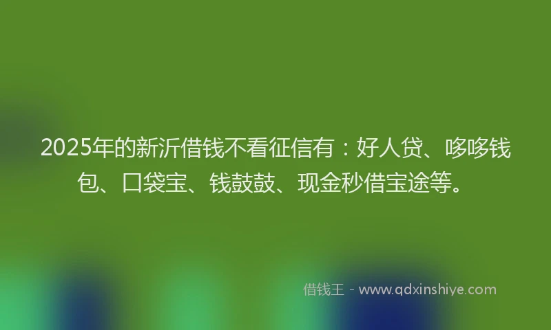 2025年的新沂借钱不看征信有：好人贷、哆哆钱包、口袋宝、钱鼓鼓、现金秒借宝途等。