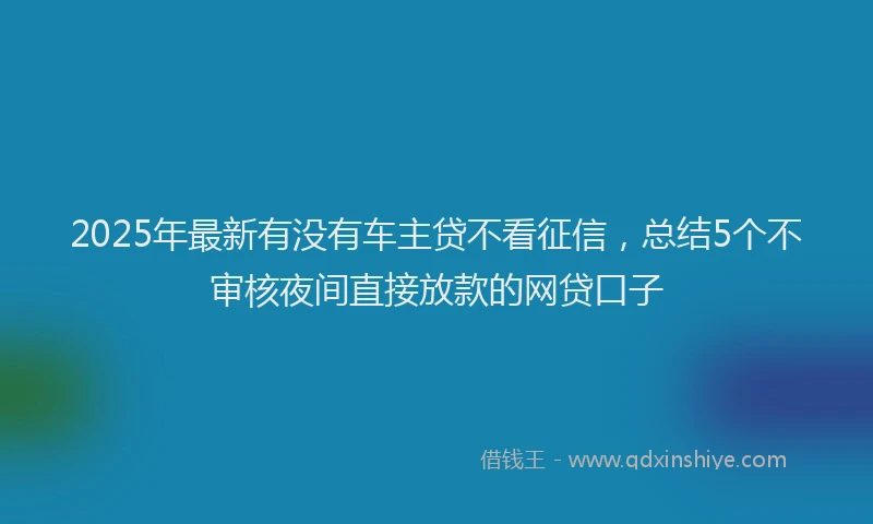 2025年最新有没有车主贷不看征信，总结5个不审核夜间直接放款的网贷口子