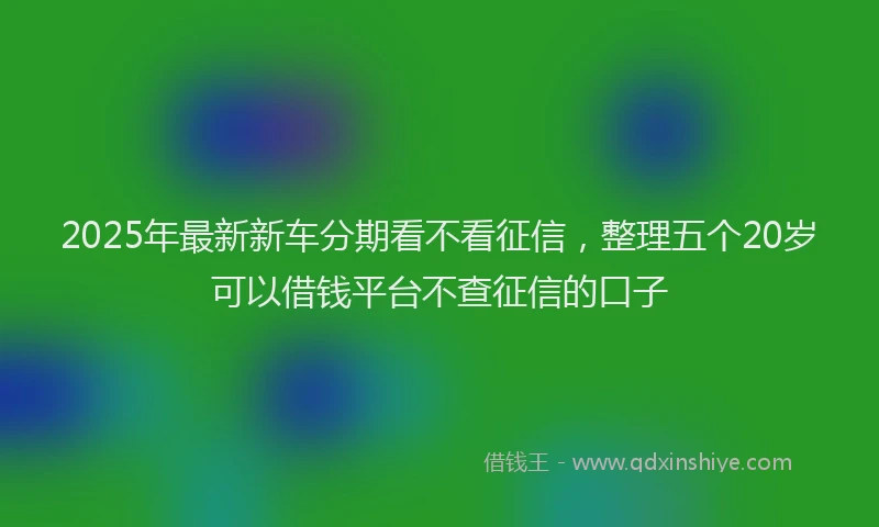 2025年最新新车分期看不看征信，整理五个20岁可以借钱平台不查征信的口子