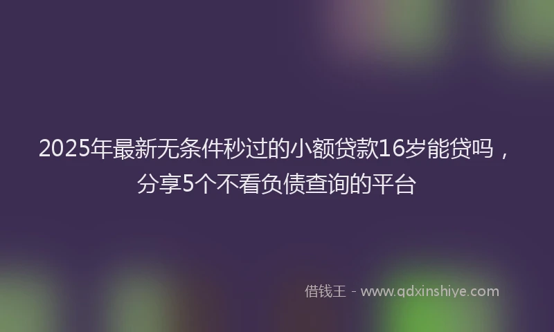 2025年最新无条件秒过的小额贷款16岁能贷吗，分享5个不看负债查询的平台