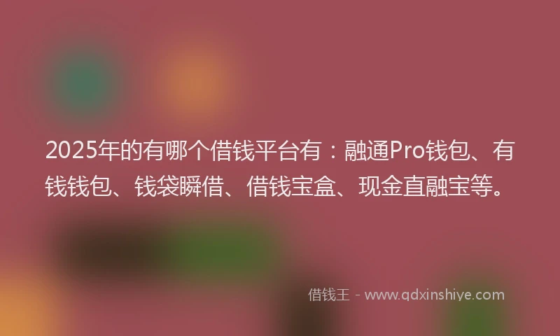 2025年的有哪个借钱平台有：融通Pro钱包、有钱钱包、钱袋瞬借、借钱宝盒、现金直融宝等。