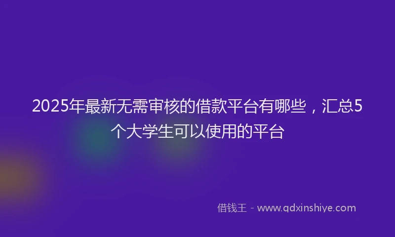 2025年最新无需审核的借款平台有哪些，汇总5个大学生可以使用的平台