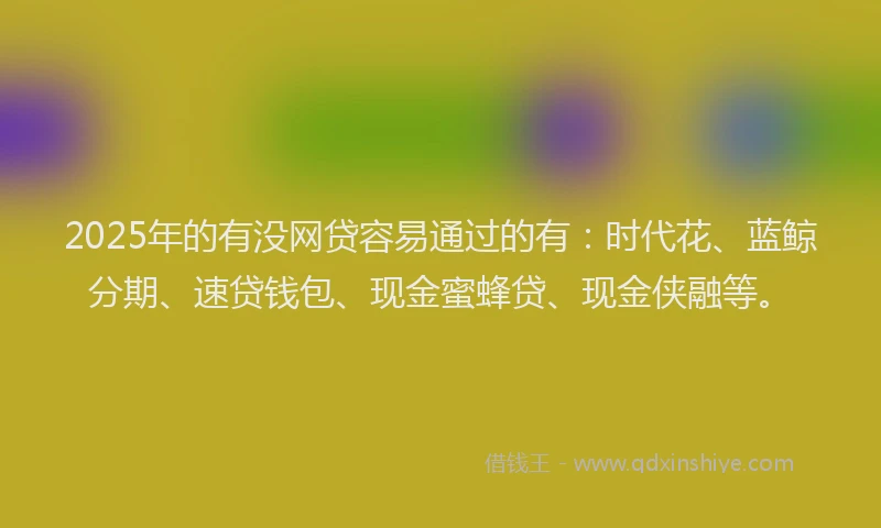 2025年的有没网贷容易通过的有：时代花、蓝鲸分期、速贷钱包、现金蜜蜂贷、现金侠融等。