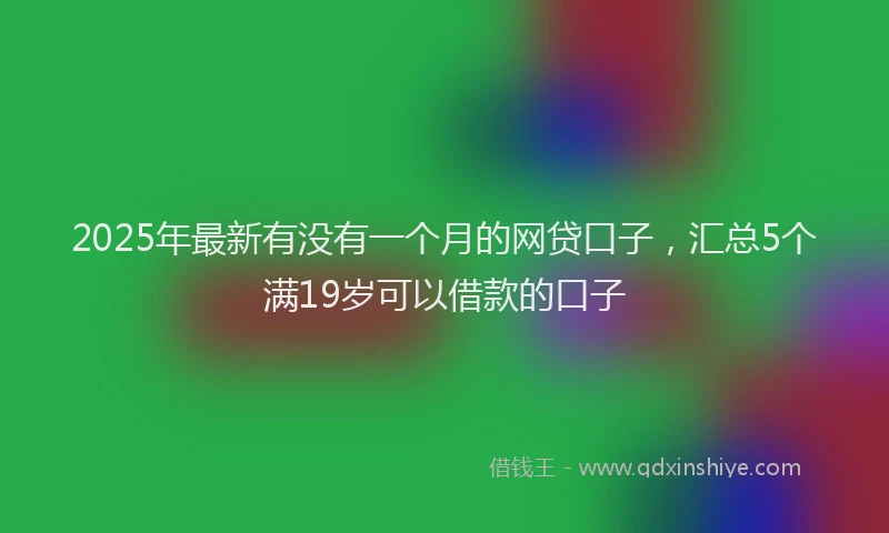 2025年最新有没有一个月的网贷口子，汇总5个满19岁可以借款的口子