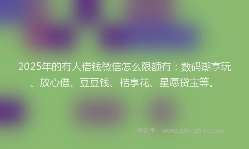 2025年的有人借钱微信怎么限额有：数码潮享玩、放心借、豆豆钱、桔享花、星愿贷宝等。