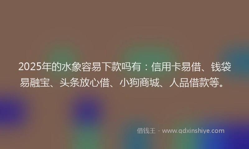 2025年的水象容易下款吗有：信用卡易借、钱袋易融宝、头条放心借、小狗商城、人品借款等。