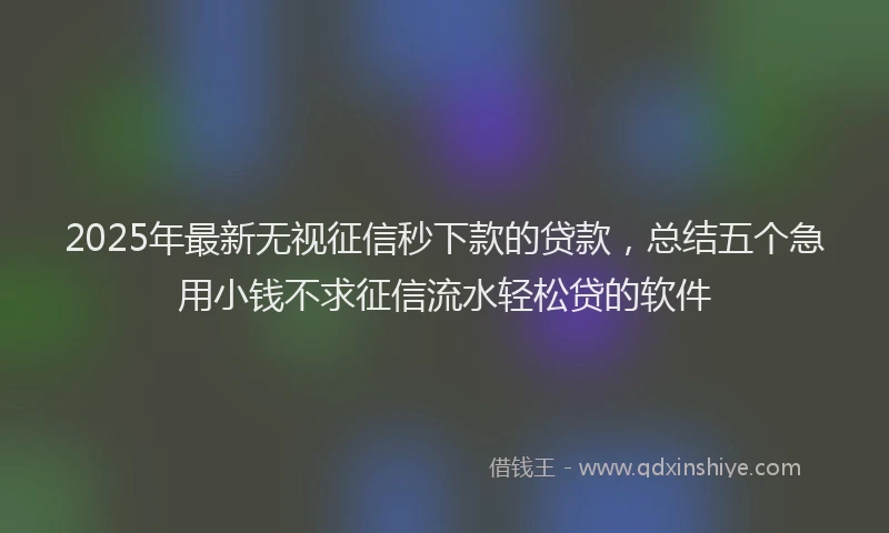 2025年最新无视征信秒下款的贷款，总结五个急用小钱不求征信流水轻松贷的软件