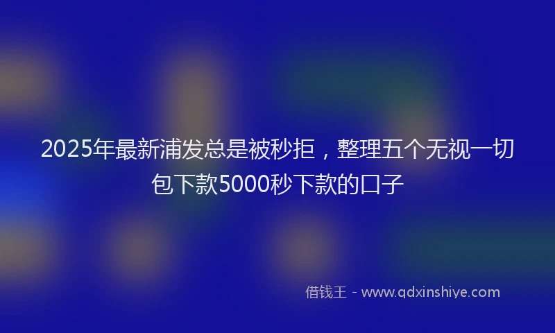 2025年最新浦发总是被秒拒，整理五个无视一切包下款5000秒下款的口子