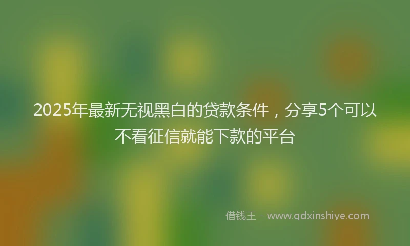 2025年最新无视黑白的贷款条件，分享5个可以不看征信就能下款的平台