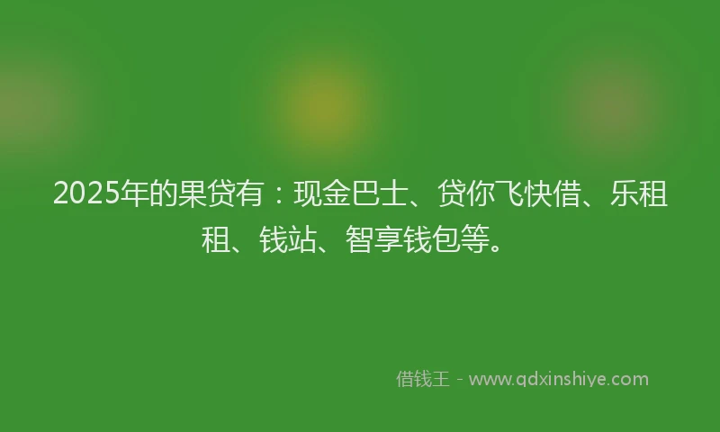 2025年的果贷有：现金巴士、贷你飞快借、乐租租、钱站、智享钱包等。