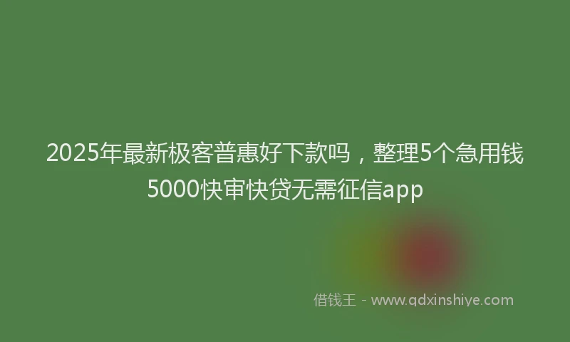 2025年最新极客普惠好下款吗，整理5个急用钱5000快审快贷无需征信app