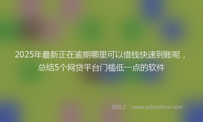 2025年最新正在逾期哪里可以借钱快速到账呢，总结5个网贷平台门槛低一点的软件