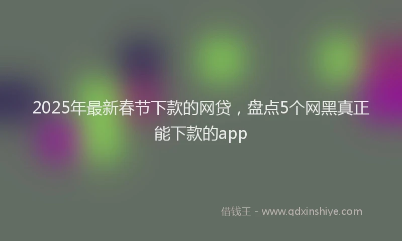 2025年最新春节下款的网贷，盘点5个网黑真正能下款的app