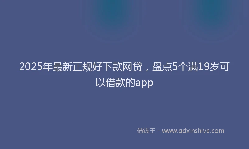 2025年最新正规好下款网贷，盘点5个满19岁可以借款的app