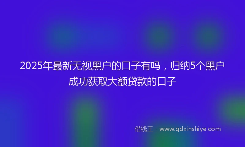2025年最新无视黑户的口子有吗，归纳5个黑户成功获取大额贷款的口子