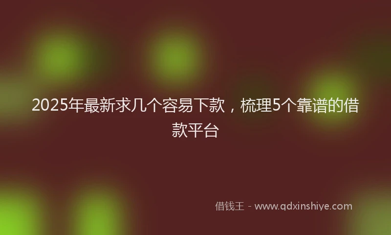 2025年最新求几个容易下款，梳理5个靠谱的借款平台