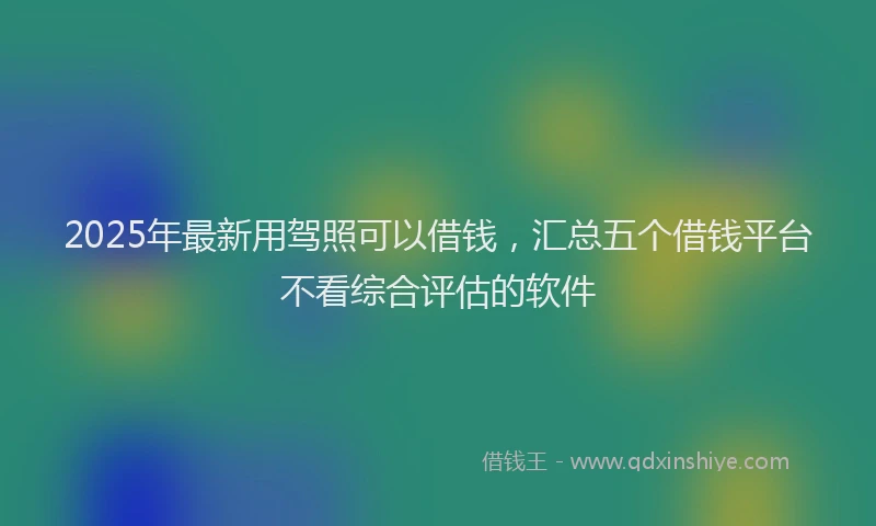 2025年最新用驾照可以借钱，汇总五个借钱平台不看综合评估的软件
