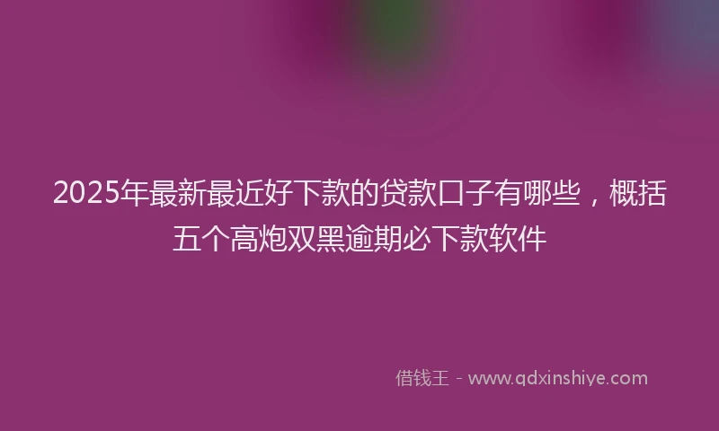 2025年最新最近好下款的贷款口子有哪些，概括五个高炮双黑逾期必下款软件