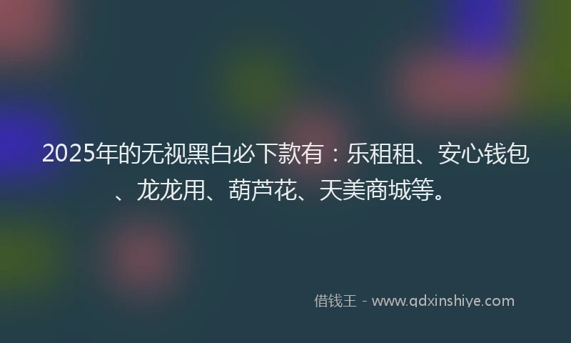 2025年的无视黑白必下款有：乐租租、安心钱包、龙龙用、葫芦花、天美商城等。