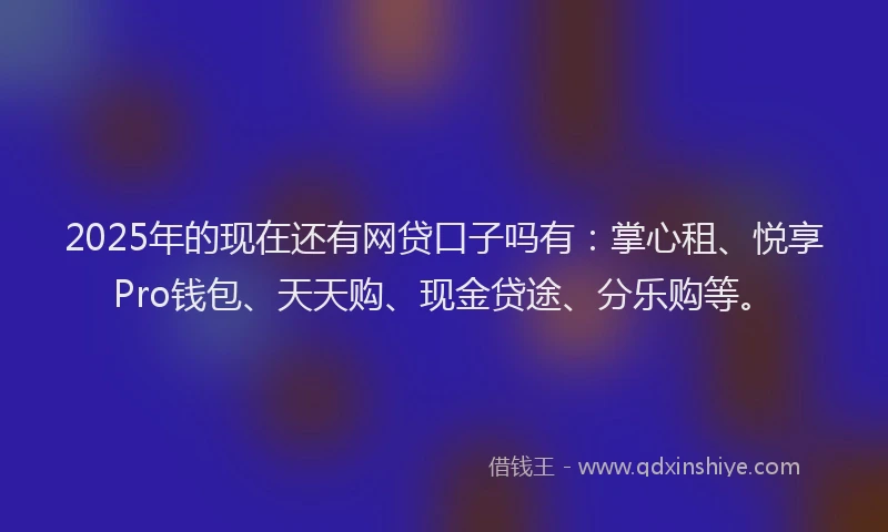 2025年的现在还有网贷口子吗有：掌心租、悦享Pro钱包、天天购、现金贷途、分乐购等。