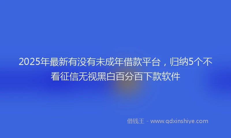 2025年最新有没有未成年借款平台，归纳5个不看征信无视黑白百分百下款软件