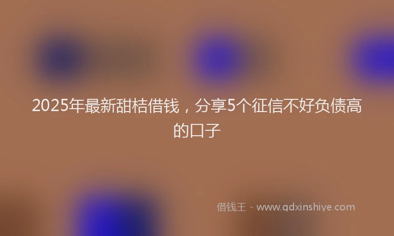 2025年最新甜桔借钱，分享5个征信不好负债高的口子