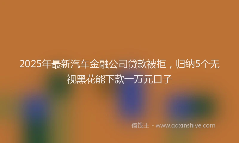 2025年最新汽车金融公司贷款被拒，归纳5个无视黑花能下款一万元口子