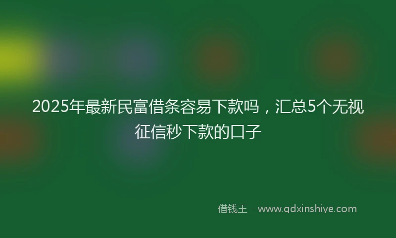 2025年最新民富借条容易下款吗，汇总5个无视征信秒下款的口子