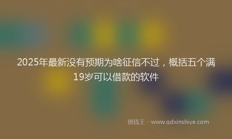 2025年最新没有预期为啥征信不过，概括五个满19岁可以借款的软件